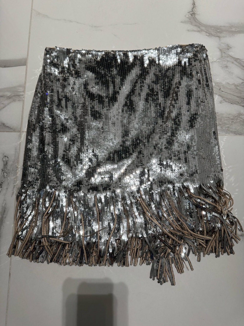 Pinko Silver Sequin Fringe wrap around  Skirt